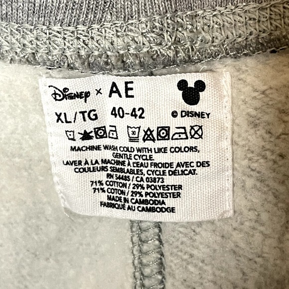Disney X AE American Eagle Mickey PJ Jogger Pants | Gray and Black | Size XL - Picture 6 of 6
